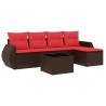 Ensemble de canapé de jardin 6 pcs avec coussins marron résine tressée 630045630045