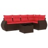 Ensemble de canapé de jardin 6 pcs avec coussins marron résine tressée 630046630046