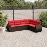 Ensemble de canapé de jardin 6 pcs avec coussins marron résine tressée 630047630047
