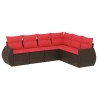 Ensemble de canapé de jardin 6 pcs avec coussins marron résine tressée 630047630047