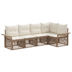 Ensemble de canapé de jardin 5 pcs Beige polyrotin 630048630048