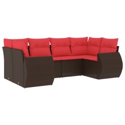 Ensemble de canapé de jardin 6 pcs avec coussins marron résine tressée 630049630049
