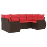 Ensemble de canapé de jardin 6 pcs avec coussins marron résine tressée 630049630049