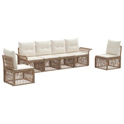 Ensemble de canapé de jardin 6 pcs Beige polyrotin 630050630050