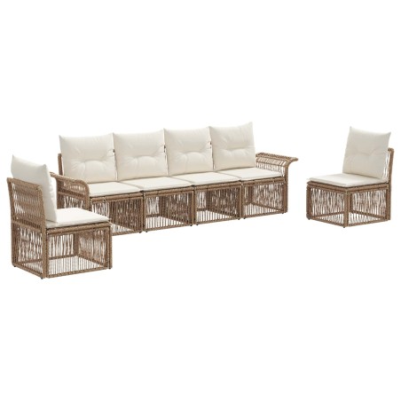 Ensemble de canapé de jardin 6 pcs Beige polyrotin 630050630050