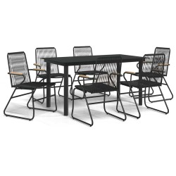 Ensemble à manger de jardin 7 pcs Noir Rotin PVC 630054630054