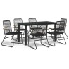 Ensemble à manger de jardin 7 pcs Noir Rotin PVC 630054630054