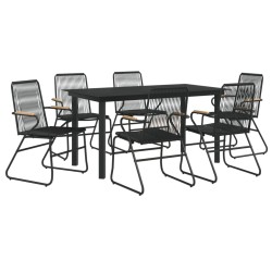 Ensemble à manger de jardin 7 pcs Noir Rotin PVC 630054630054