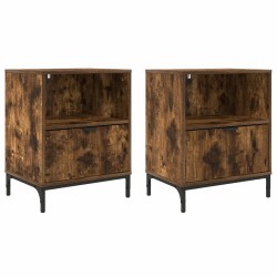 Cabinet de chevet avec tiroir 2 pcs Chêne fumé 49 x 36 x 61 cm 630058630058