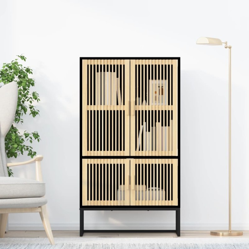 Buffet haut noir 70x35x125 cm bois d'ingénierie 630074630074
