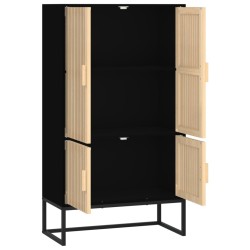 Buffet haut noir 70x35x125 cm bois d'ingénierie 630074630074