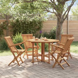 Ensemble à manger d'extérieur pliable 5 pcs Bois solide de teck 630079630079