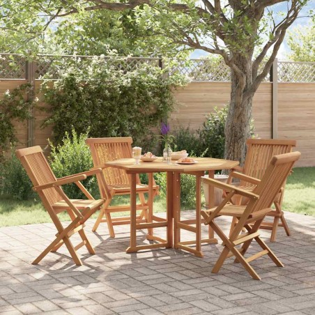 Ensemble à manger d'extérieur pliable 5 pcs Bois solide de teck 630079630079