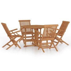 Ensemble à manger d'extérieur pliable 5 pcs Bois solide de teck 630079630079