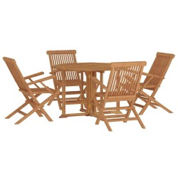 Ensemble à manger d'extérieur pliable 5 pcs Bois solide de teck 630079630079