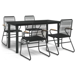 Ensemble à manger de jardin 5 pcs Noir Rotin PVC 630086630086