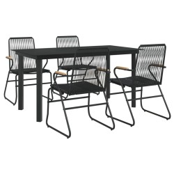 Ensemble à manger de jardin 5 pcs Noir Rotin PVC 630086630086