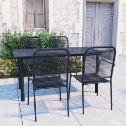 Ensemble à manger de jardin 5 pcs noir verre et acier 630087630087