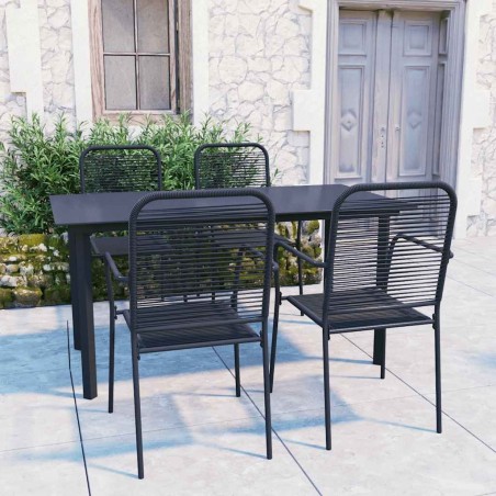 Ensemble à manger de jardin 5 pcs noir verre et acier 630087630087