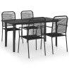 Ensemble à manger de jardin 5 pcs noir verre et acier 630087630087