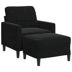 Fauteuil avec repose-pied Noir 60 cm Velours 630101630101