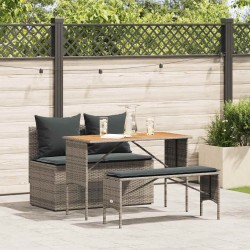 Ensemble de salle à manger de jardin 3 pcs avec coussins gris résine tressée 630106630106