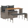 Ensemble de salle à manger de jardin 3 pcs avec coussins gris résine tressée 630106630106