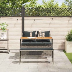 Ensemble de salle à manger de jardin 3 pcs avec coussins gris résine tressée 630106630106
