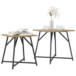 Ensemble de tables d'appoint 2 pc Chêne artisanal et noir 630110630110