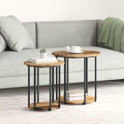 Ensemble de tables d'appoint avec étagère 2 pcs Marron 630111630111