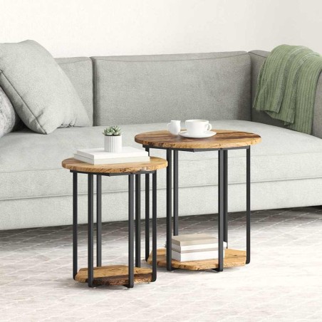 Ensemble de tables d'appoint avec étagère 2 pcs Marron 630111630111