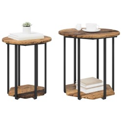 Ensemble de tables d'appoint avec étagère 2 pcs Marron 630111630111