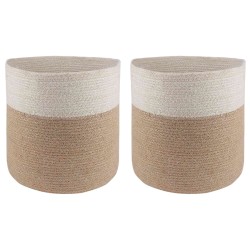 Ensemble de Pots à Plantes 2 pcs Naturel et Blanc Ø 28 x 28 cm 630112630112