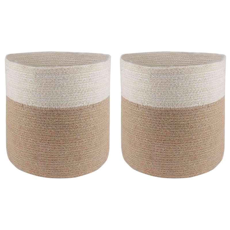 Ensemble de Pots à Plantes 2 pcs Naturel et Blanc Ø 28 x 28 cm 630112630112