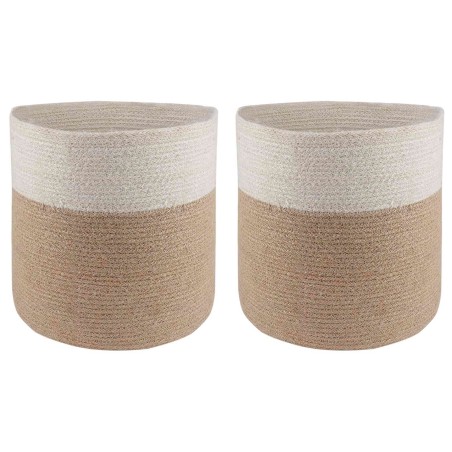 Ensemble de Pots à Plantes 2 pcs Naturel et Blanc Ø 28 x 28 cm 630112630112