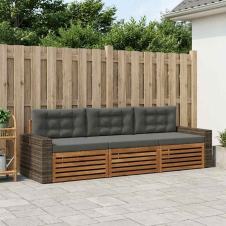 Ensemble de canapés d'extérieur 3 pcs Naturel et Anthracite 630117630117