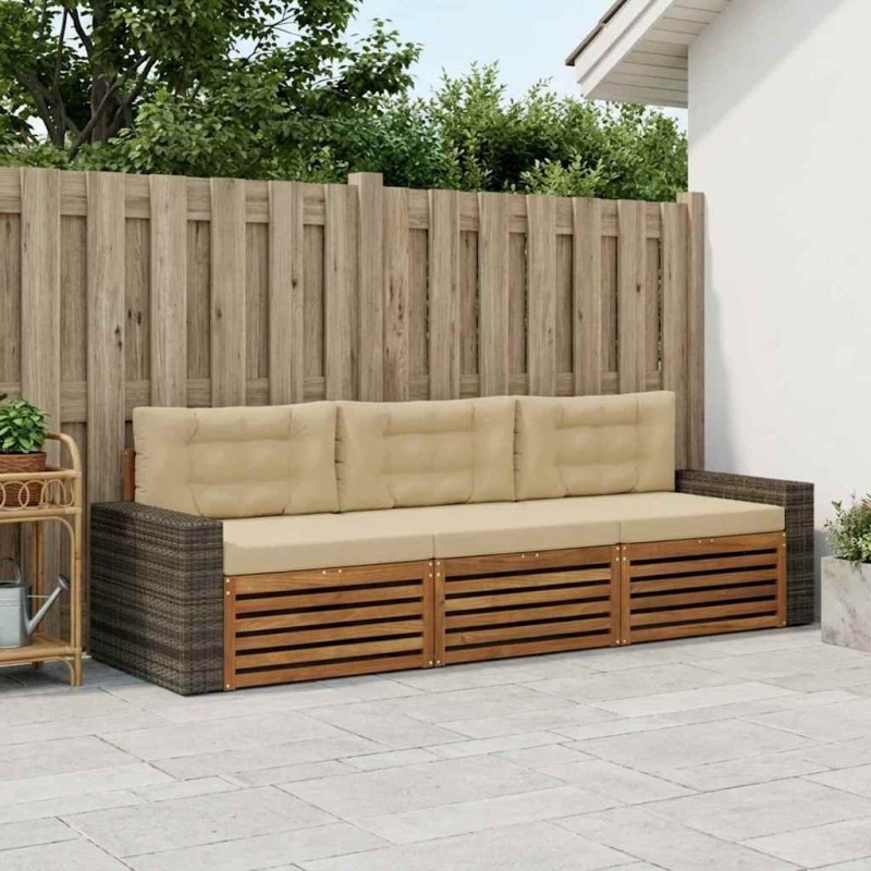 Ensemble de canapés d'extérieur 3 pcs Naturel et Beige 630118630118