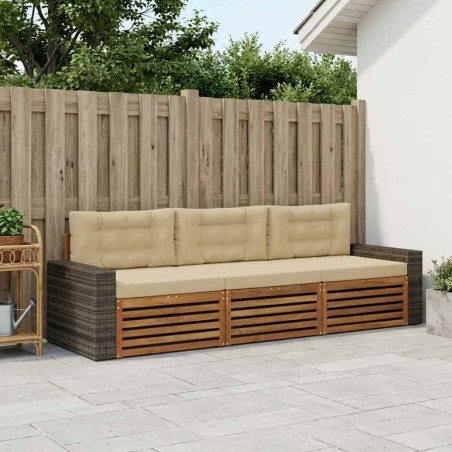 Ensemble de canapés d'extérieur 3 pcs Naturel et Beige 630118630118