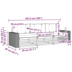 Ensemble de canapés d'extérieur 3 pcs Naturel et Beige 630118630118