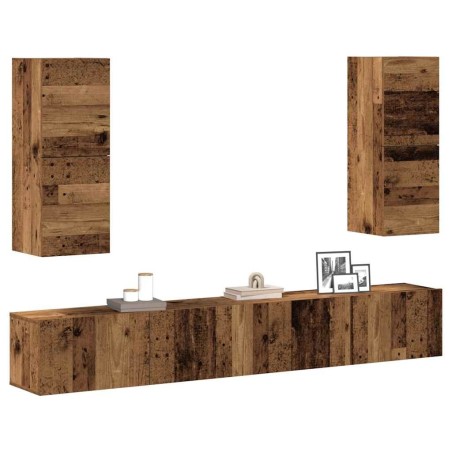 Ensemble de meuble TV mural 4 pcs vieux bois bois d'ingénierie 630120630120