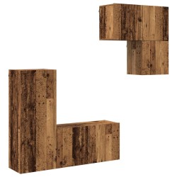 Meuble TV Montage mural 4 pcs Bois Ancien Bois d'ingénierie 630132630132