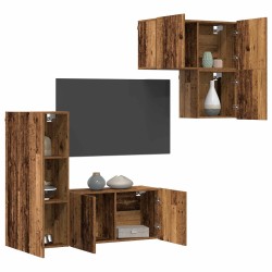 Meuble TV Montage mural 4 pcs Bois Ancien Bois d'ingénierie 630132630132