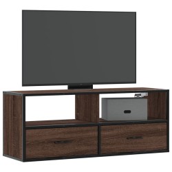 Meuble TV chêne marron 100x31x39,5cm bois d'ingénierie et métal 630134630134