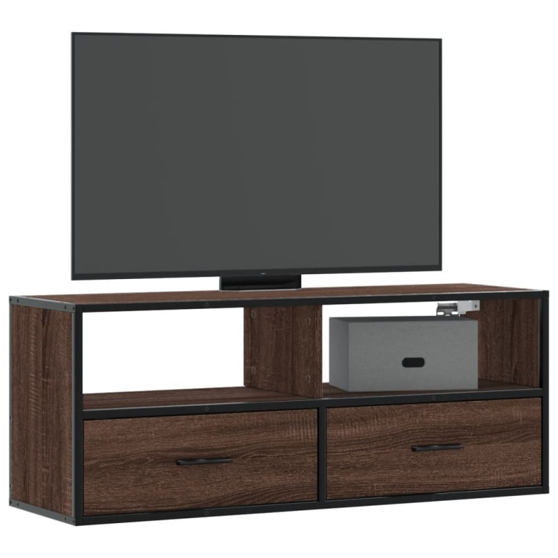 Meuble TV chêne marron 100x31x39,5cm bois d'ingénierie et métal 630134630134