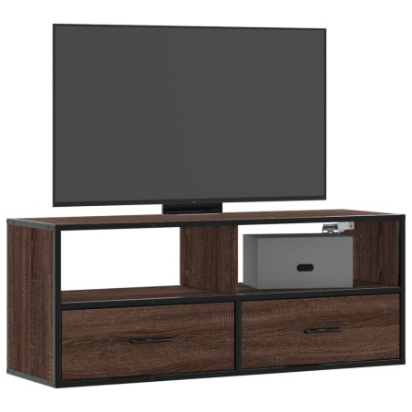 Meuble TV chêne marron 100x31x39,5cm bois d'ingénierie et métal 630134630134
