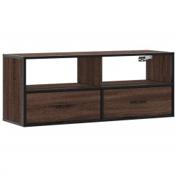 Meuble TV chêne marron 100x31x39,5cm bois d'ingénierie et métal 630134630134