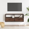 Meuble TV chêne marron 100x31x39,5cm bois d'ingénierie et métal 630134630134