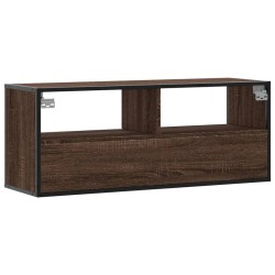 Meuble TV chêne marron 100x31x39,5cm bois d'ingénierie et métal 630134630134