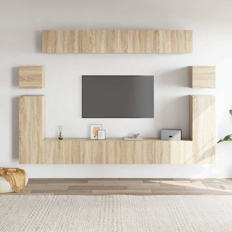 Ensemble de meubles TV 8 pcs Chêne sonoma Bois d'ingénierie 630136630136