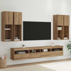 Ensemble de meuble TV mural avec éclairage LED 7 pcs 630140630140